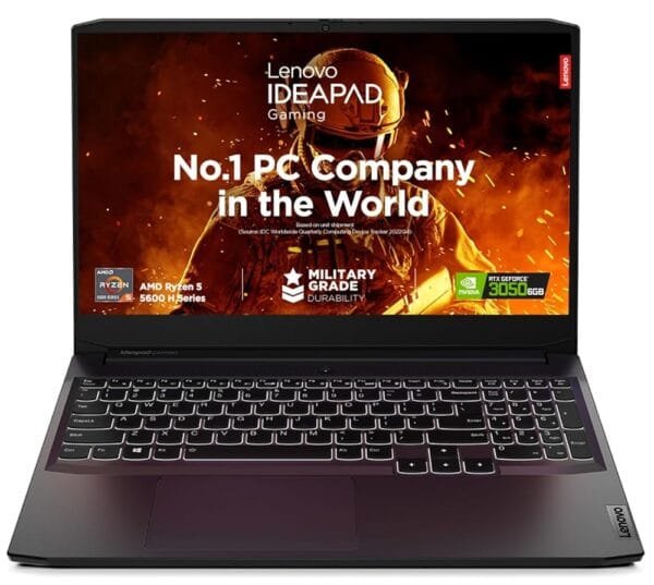 Lenovo Ideapad Gaming 3 AMD Ryzen 5 5600H 15.6" (39.62cm) FHD IPS Gaming Laptop (8GB/512GB SSD/4GB NVIDIA RTX 3050/120Hz/Win 11/Office 2021/Backlit/3months Game Pass/Shadow...